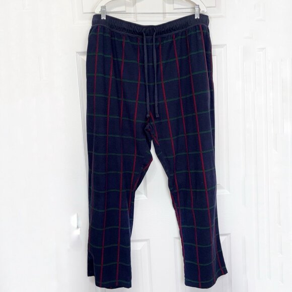 Nautica Flannel Pajama Pants Mens XL Navy Blue Red Green Plaid Pockets Lounge - Picture 1 of 10